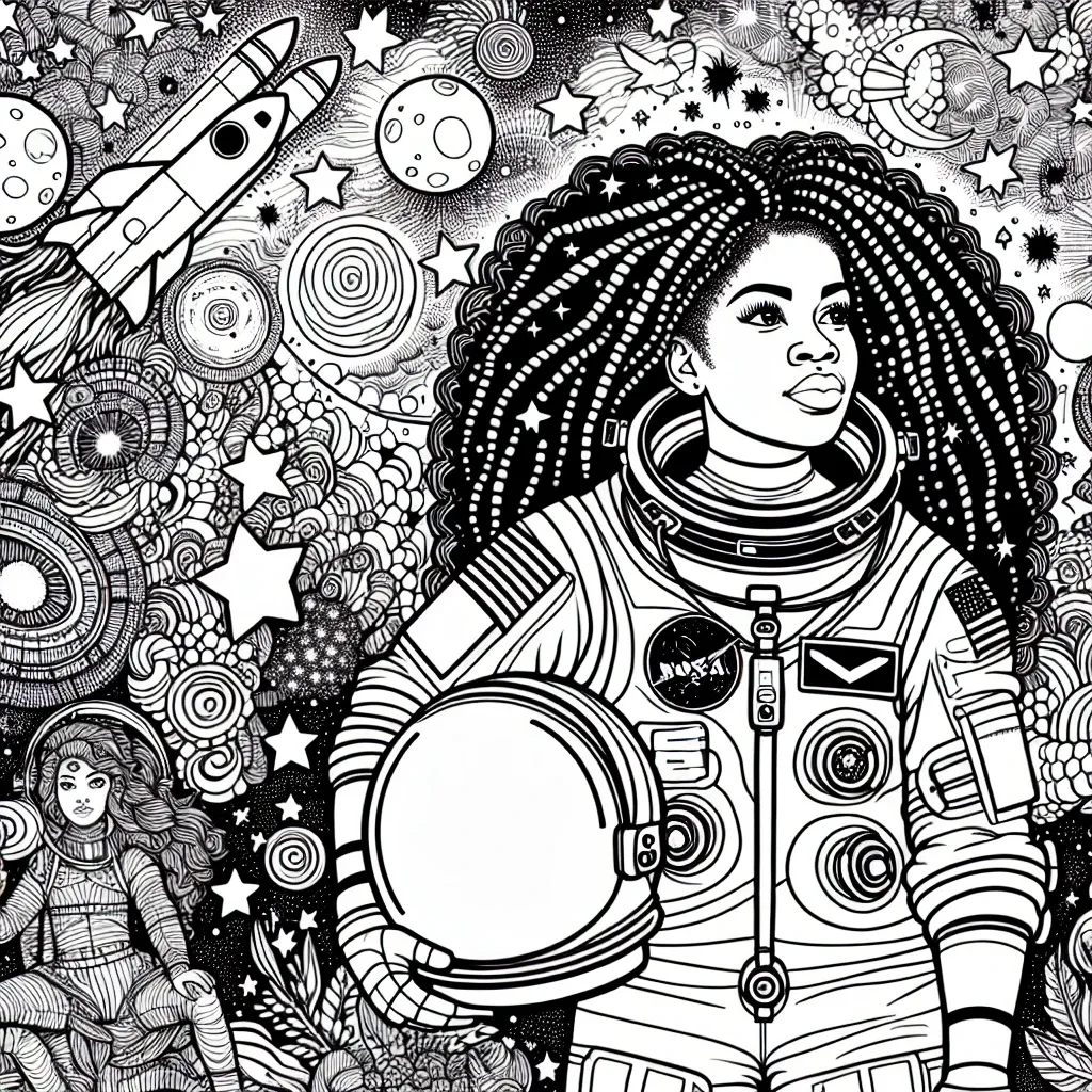 Explore the Stars with Mae Jemison Coloring Page: A Fun and Educational Activity for Kids